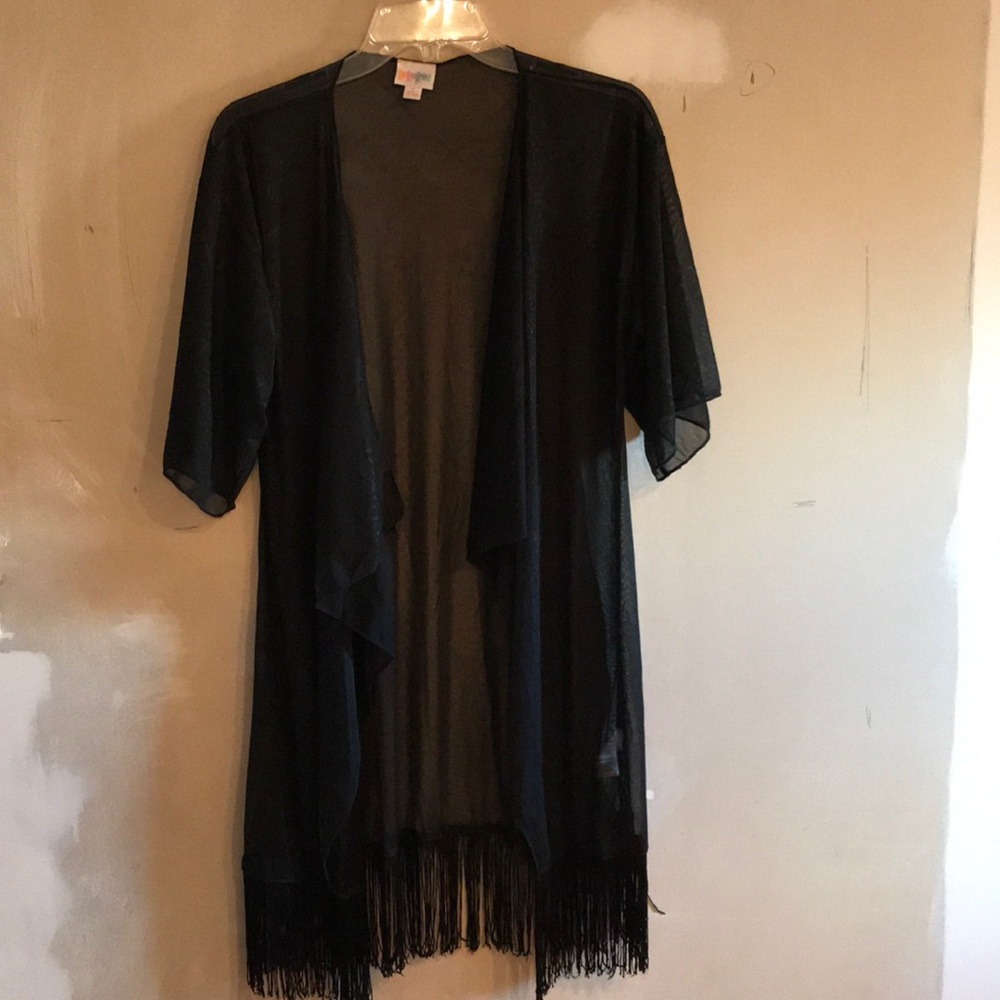 LulaRoe sheer black Monroe Kimono